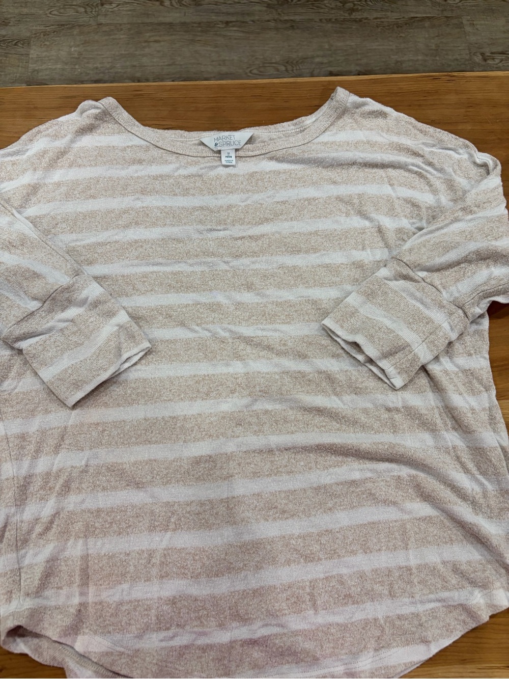 Market & Spruce Striped Boatneck Top in Cream and Tan